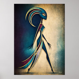 Art Deco Abstract Figure Geometric Modern Wall Art