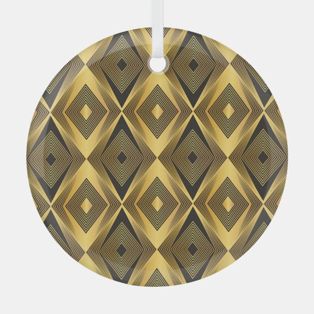 Art Deco: Abstract Geometric Background Glass Ornament (Front)