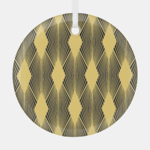 Art Deco Abstract Geometric Background Glass Ornament