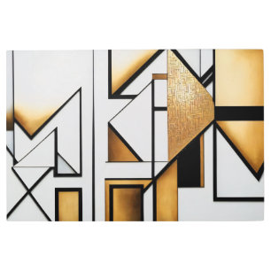 Art Deco Abstract Gold and Black Metal Print