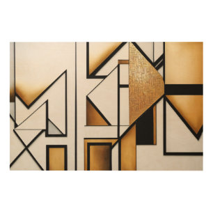 Art Deco Abstract Gold and Black Wood Art