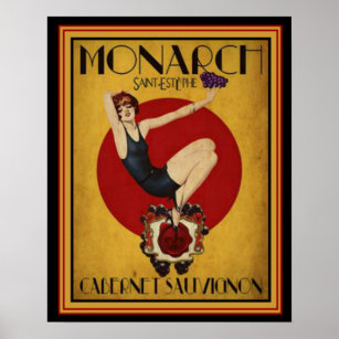Art Deco Ad for Monarch Cabernet 16 x 20 Poster