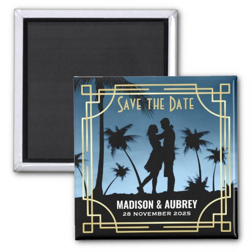 Art Deco Add Your Photo Save the Date Gold Gatsby Magnet