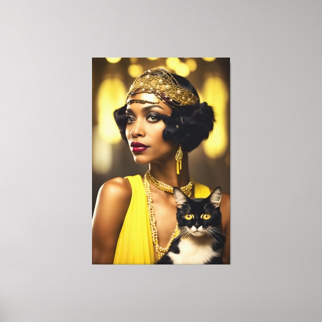 Art Deco, African-American Flapper, Gatsby Style  Canvas Print (Front)