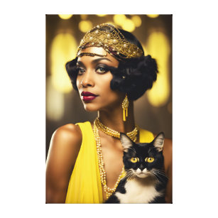 Art Deco, African-American Flapper, Gatsby Style  Canvas Print