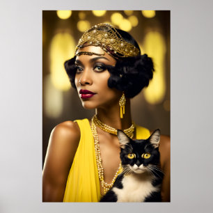 Art Deco, African-American Flapper, Gatsby Style Poster