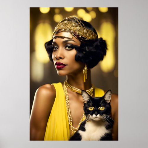 Art Deco African_American Flapper Gatsby Style  Poster