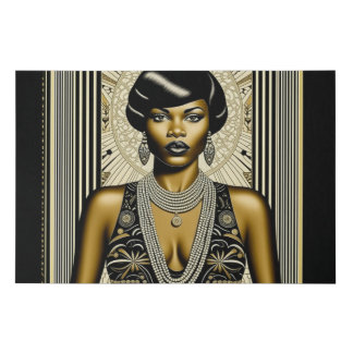 Art Deco African American Woman Faux Canvas Print