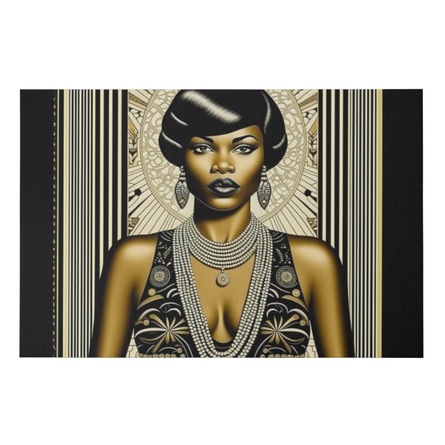 Art Deco African American Woman Faux Canvas Print (Front)