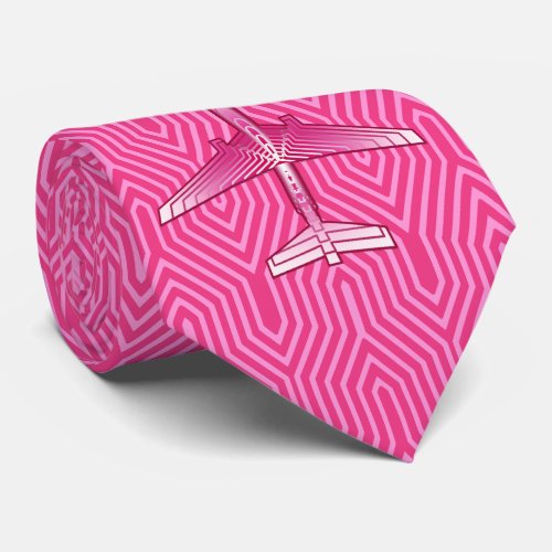 Art Deco Airplane Fuchsia and Pastel Pink Tie