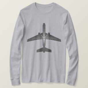 Art Deco Airplane, Graphite and Silver Gray T-Shirt