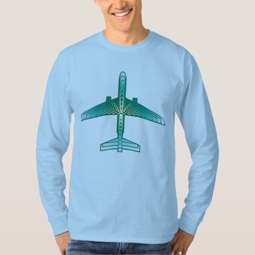 Art Deco Airplane Turquoise Teal and Aqua T_Shirt