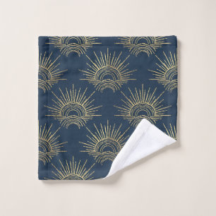 Art Deco Alabere Midnight Blue Crown Arc Bath Towel Set