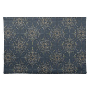 Art Deco Alabere Midnight Blue Starburst Cloth Placemat