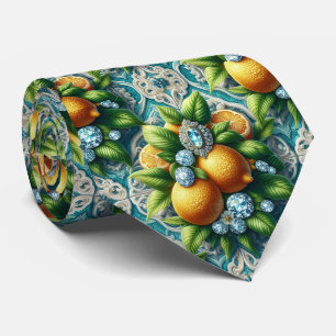 Art Deco Amalfi Lemon Mediterranean DIamonds Neck Tie