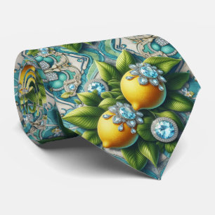 Art Deco Amalfi Lemon Mediterranean DIamonds Neck Tie