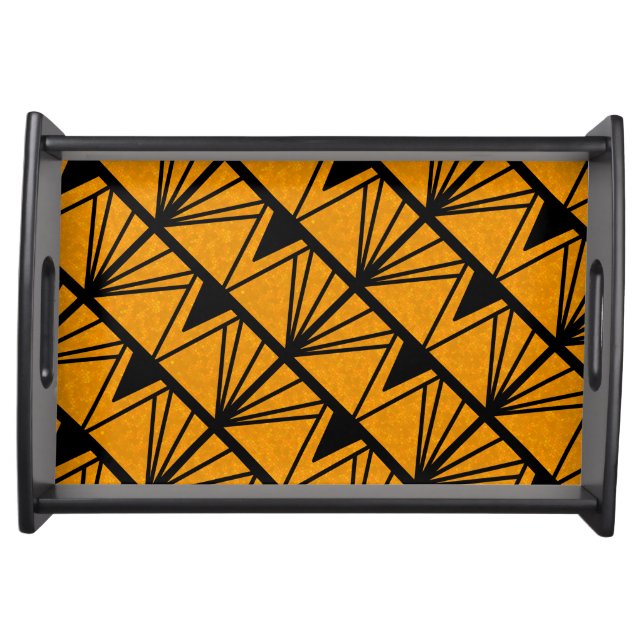 Art Deco Amber Stained Glass Design Serving Tray (Front)