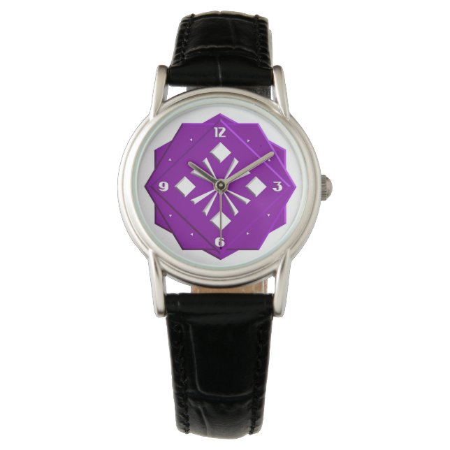 Art Deco amethyst purple geometric pattern Watch (Front)