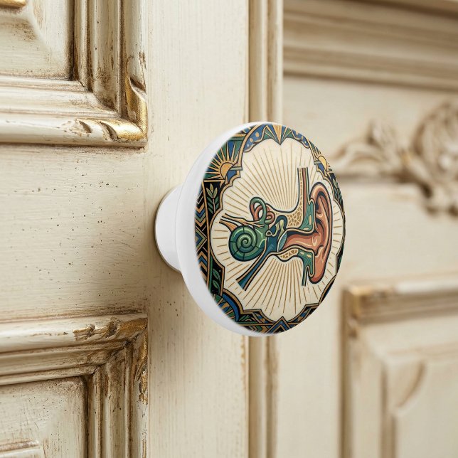 Art Deco Anatomical Ear Laryngology  Ceramic Knob (Creator Uploaded)
