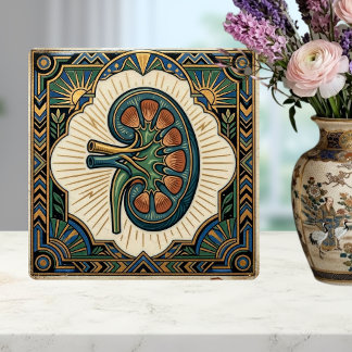Art Deco Anatomical Kidney Nephrology Ceramic Tile