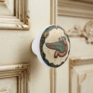 Art Deco Anatomical Pancreas Diabetes  Ceramic Knob