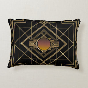 Art Deco Antique Gold Accent Pillow