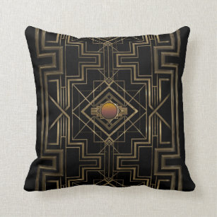 Art Deco Antique Gold Throw Pillow