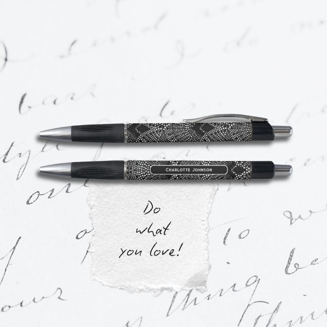 Art Deco Antracite Black White Peacock Pattern Pen (Art Deco Antrazite Black White Peacock Pattern Pen ©Susanne Sachers - Sunny Mind 🌞)