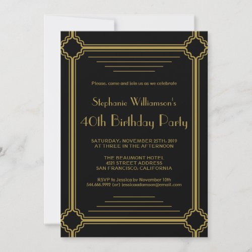 Art Deco Any Age Birthday Party Invitation