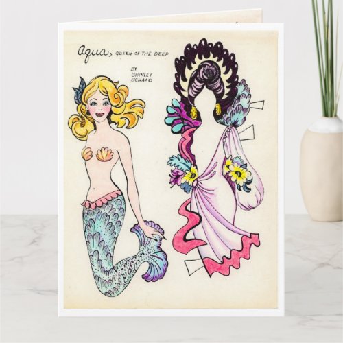 Art Deco Aqua Mermaid Paper Doll Victorian Clothes Card