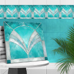 Art Deco Aquamarine & Pearl Ceramic Tile<br><div class="desc">Art Deco Aquamarine & Pearl</div>