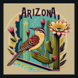 Art Deco Arizona State Bird and Flower Design Poster<br><div class="desc">Art Deco Arizona State Bird and Flower Design poster is a great gift for any nature lover.
**Do Not replicate or resell my artwork as your own. Images are property of BARIS Laser Engraving Services LLC.**</div>