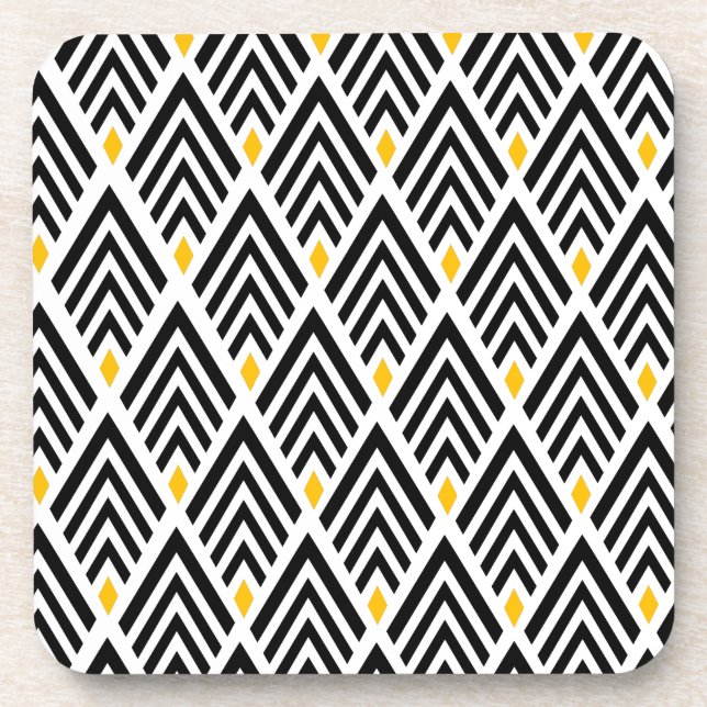 Art Deco Arrows with Gold Accent Pattern Beverage Coaster (Front)