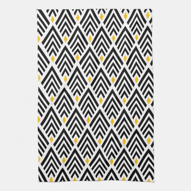 Art Deco Arrows with Gold Accent Pattern Towel (Vertical)