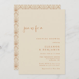 Art Deco Art Burnt Orange Elegant Couples Shower Invitation