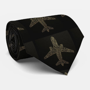 Art Deco Art Nouveau Airplane Circuit Board Neck Tie