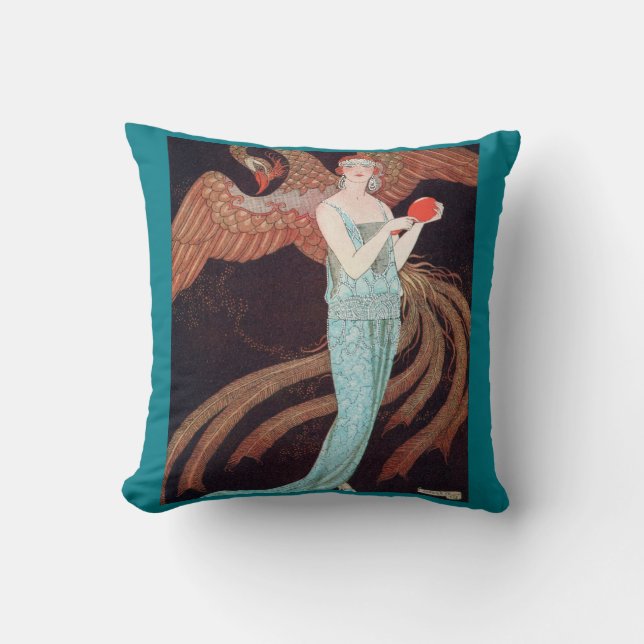 Art Deco, Art Nouveau Cotton Throw Pillow (Front)