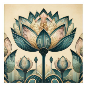 Art Deco, Art Nouveau Lotus Wall Art