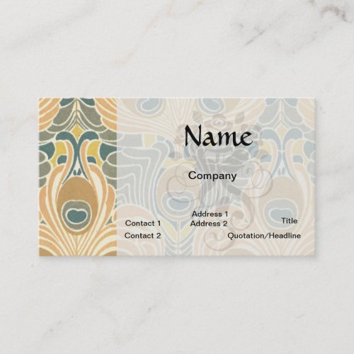 art deco art nouveau peacock pattern art business card