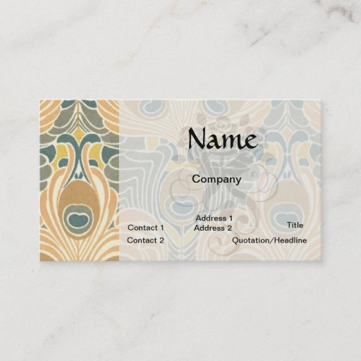 Customizable art deco art nouveau peacock pattern art business card