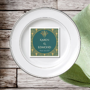 Art Deco Art Nouveau Striped Gold Tone Modern Napkins