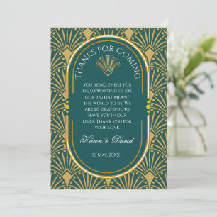 Art Deco Art Nouveau Striped Gold Tone Modern  Thank You Card