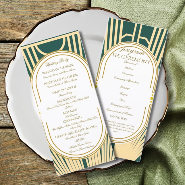 Art Deco Art Nouveau Striped Gold Tone Program (Creator Uploaded)