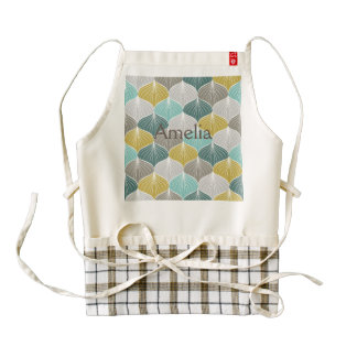 Art deco,art nouveau,teal,mint,beaige,grey,chic,el zazzle HEART apron