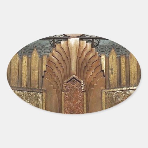 art deco art nouveau vintageoriginalelevator oval sticker