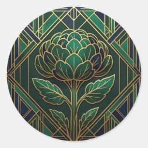 Art Deco Artichoke Classic Round Sticker