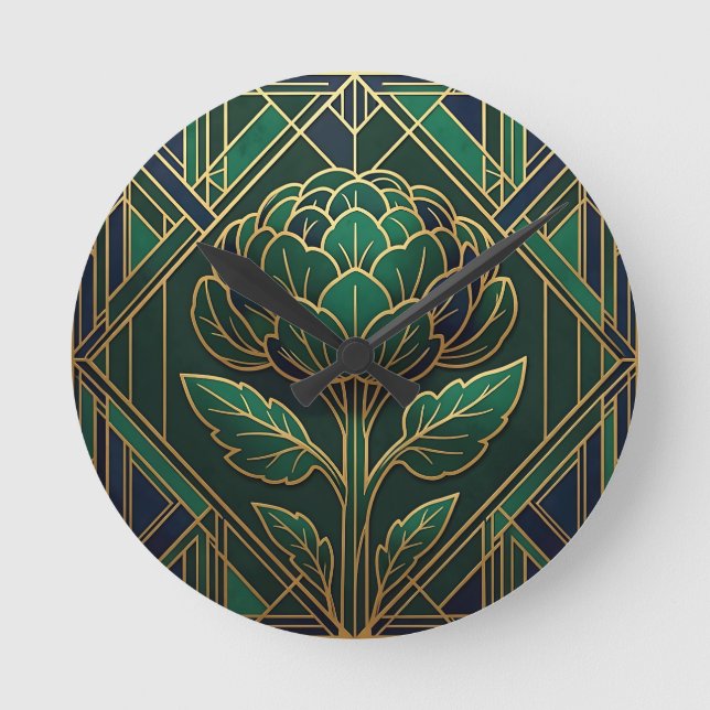 Art Deco Artichoke Round Clock (Front)