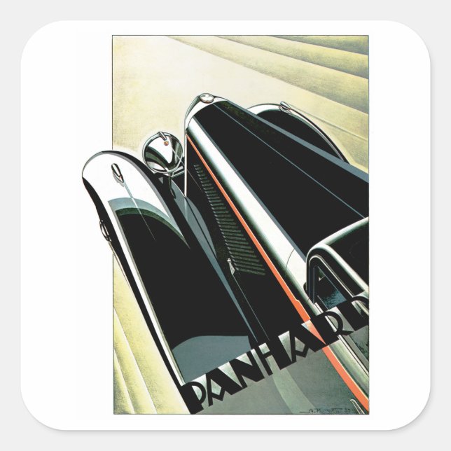 Art Deco Automobile Square Sticker (Front)