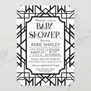 Art Deco Baby Shower Invitation 1920's Gatsby