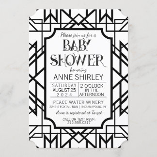 Art Deco Baby Shower Invitation 1920's Gatsby
